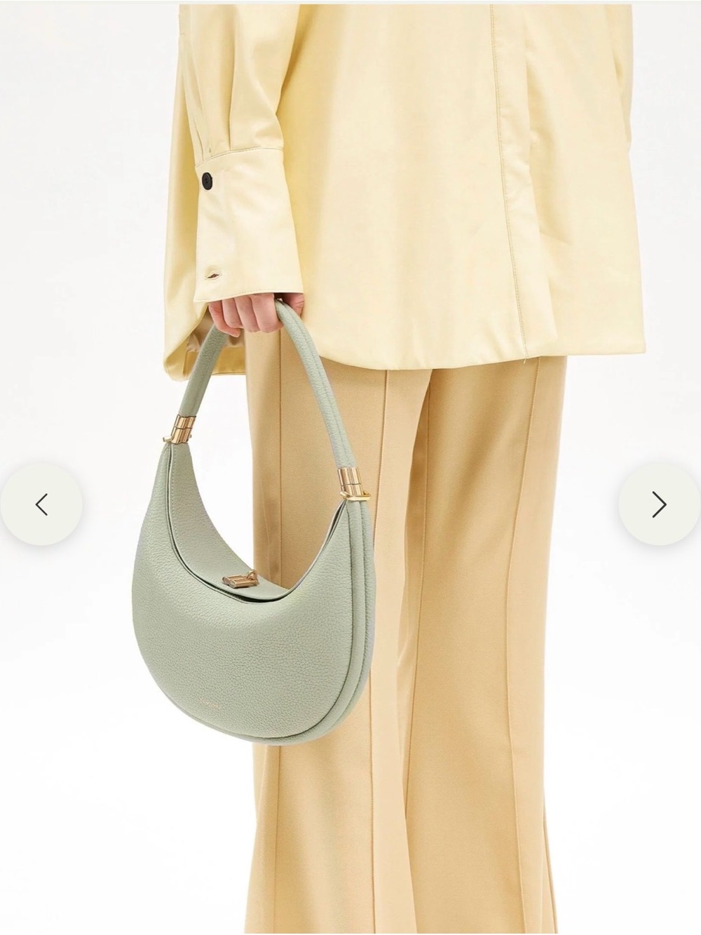 Songmont Pebbled Luna Jade Crescent Hobo Bag with Gold Hardware - Picture 2 of 13
